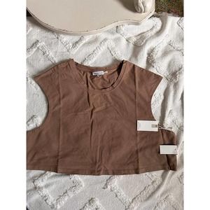 Good American Cropped Over Shoulder Tee size 3